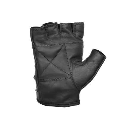 Road Rebel Fingerless Leather Motorcycle Gloves Men&