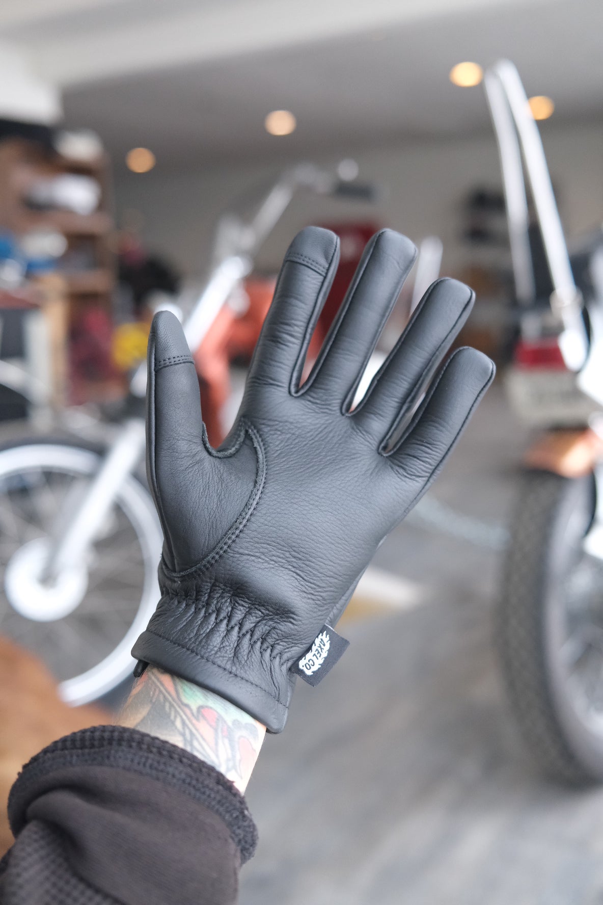Pocket Leather Motorcycle Gloves