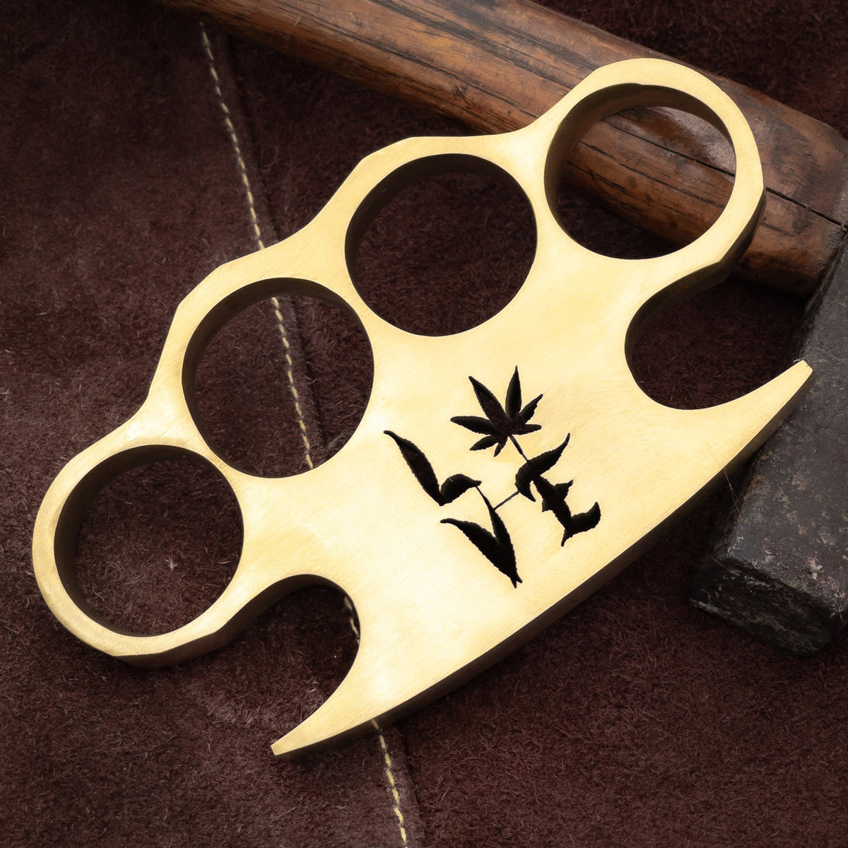 Fall Edition Brass Knuckles for Woman – Handmade Pure Brass with Laser Engraving &amp; Leather Case