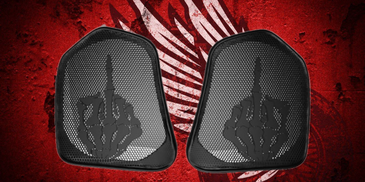 19 to 25+ Indian Challenger middle finger themed inner speaker grills set