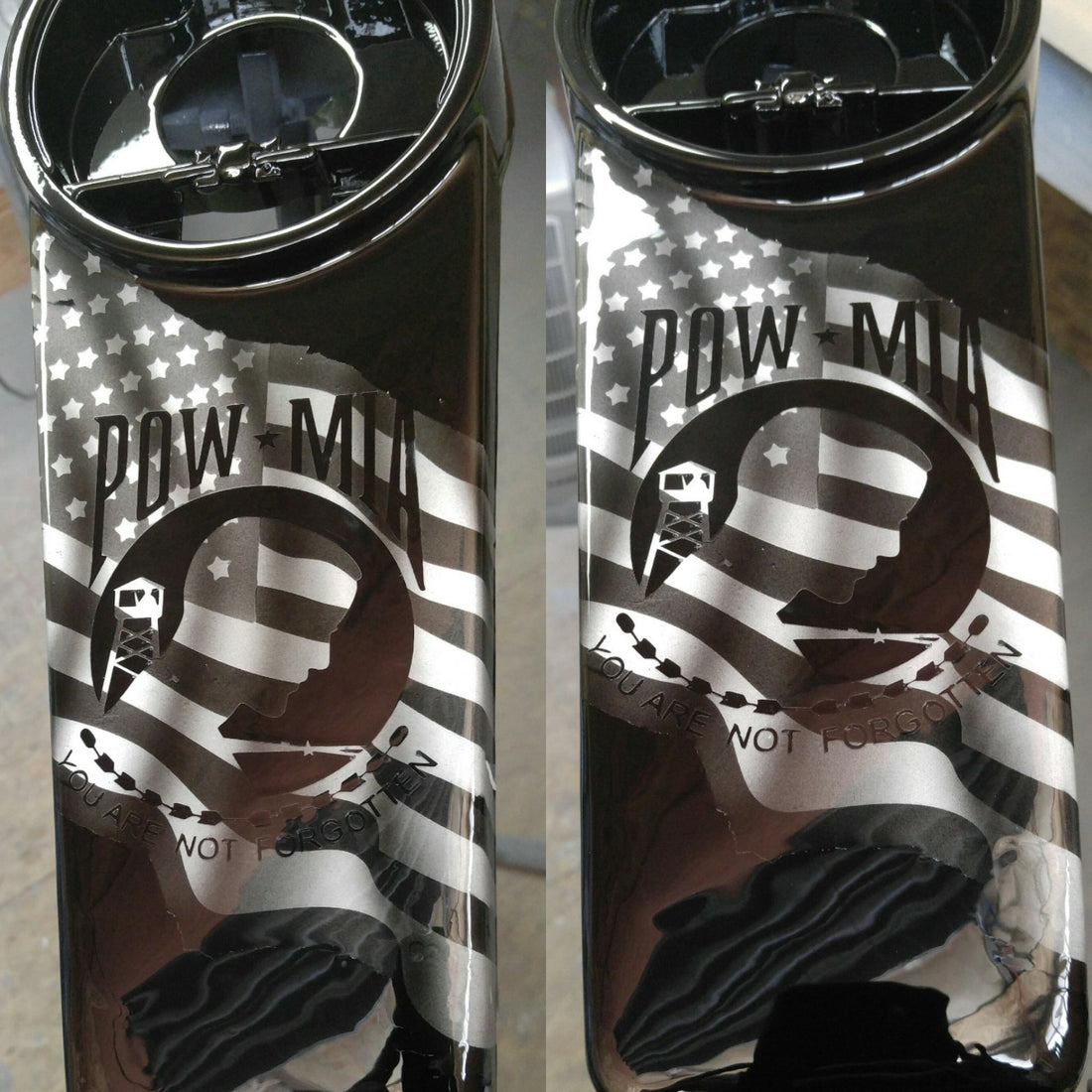 Harley Black and white POW MIA tribute console