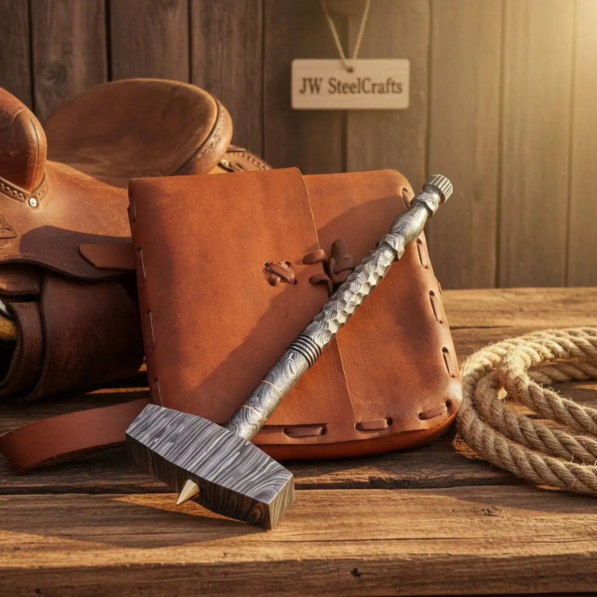 Rawhide Ranger Hammer 18" Handmade One-Piece Forged Steel Blacksmith