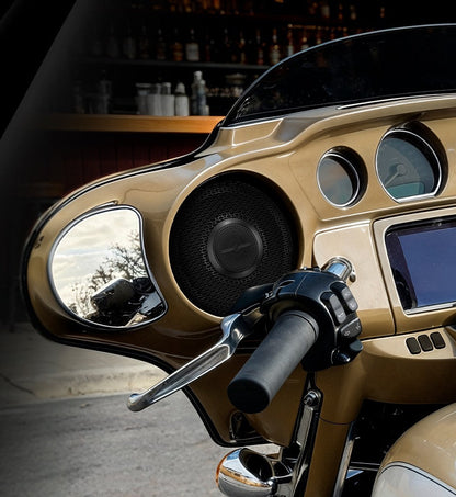Harley-Davidson Street Glide 2014–2023 Front Stage Audio Upgrade Kit | 6.5" Slim Midrange Speakers + Bullet Tweeter NVY Grilles