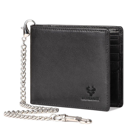 First Layer Cowhide Metal Chain Simple Short Men&