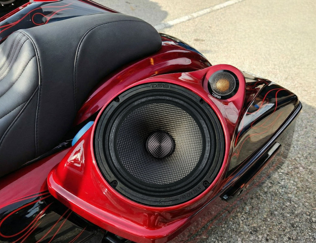 8” Slim Motorcycle &amp; Motorsports Loudspeaker With Neodymium Magnet and Water Resistant Carbon Fiber Cone | 200W RMS 2-Ohm
