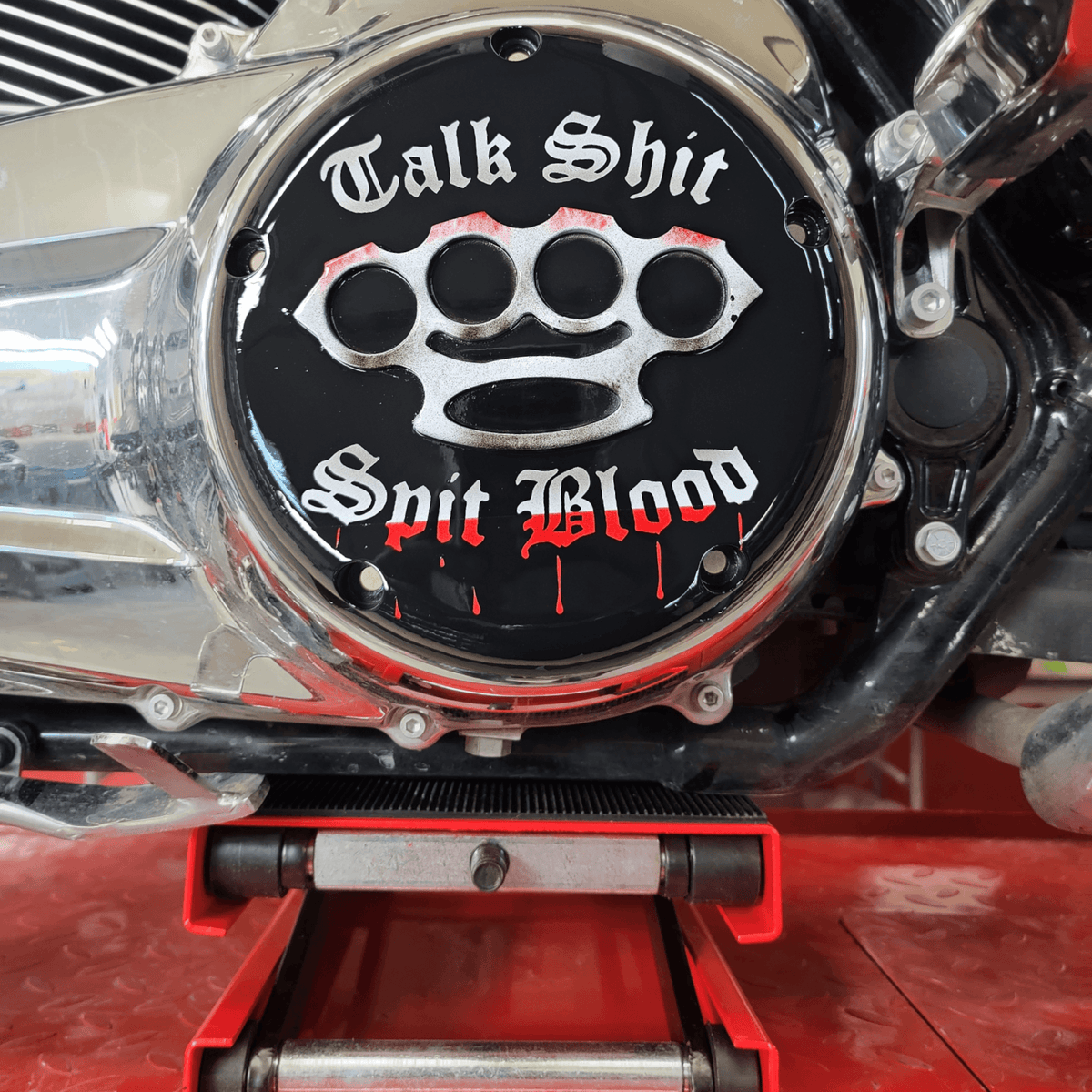 Harley Davidson Derby Cover Talk sh*t spit blood