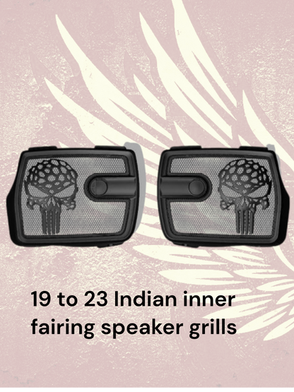 18 to 26+ Indian Chieftain webbed punisher inner speaker grills set