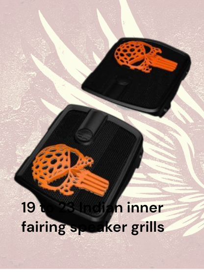 18 to 26+ Indian Chieftain webbed punisher inner speaker grills set