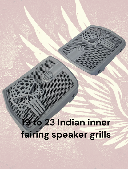 18 to 26+ Indian Chieftain webbed punisher inner speaker grills set