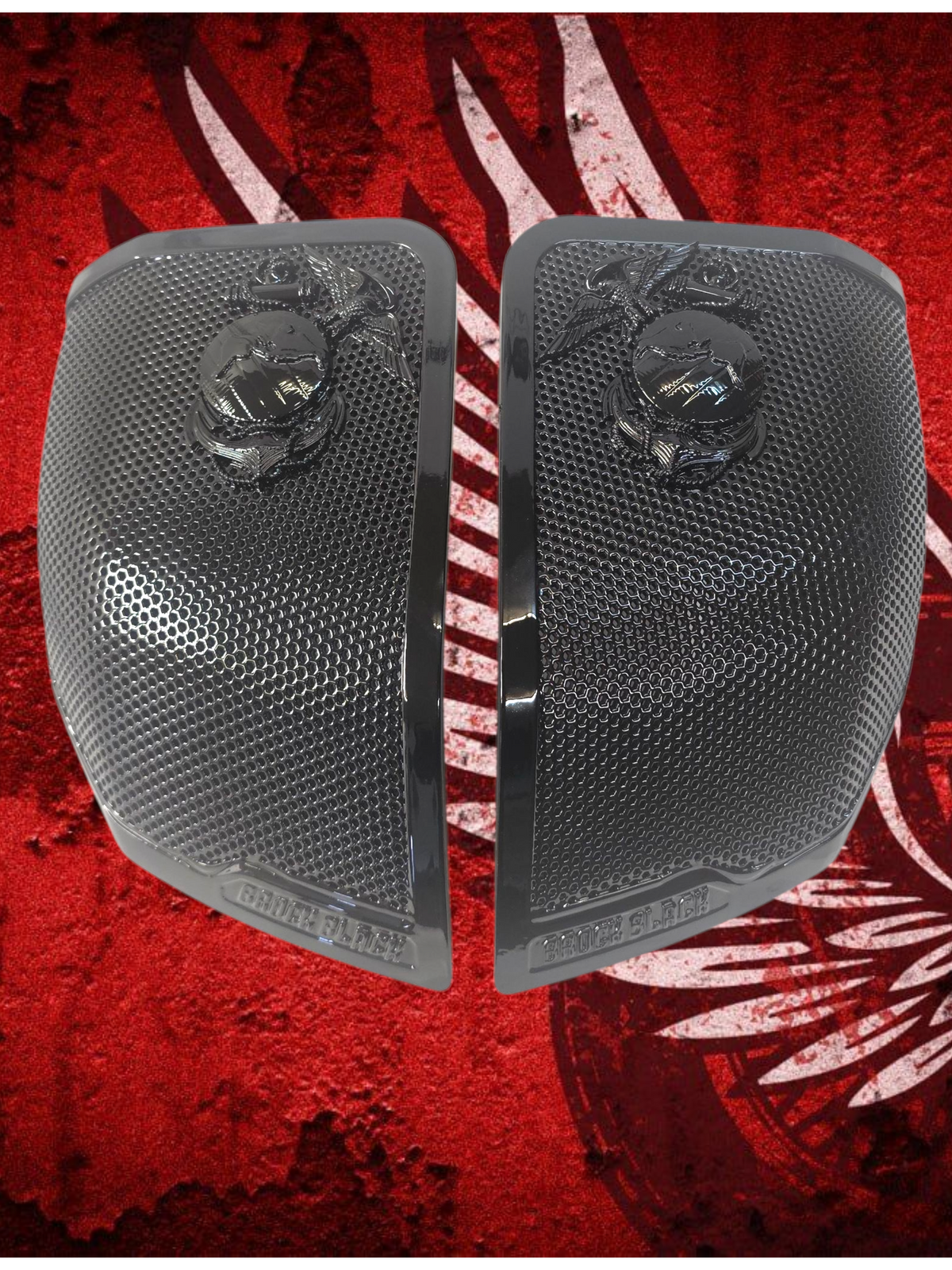 24+ Harley Davidson bag lid Speaker Grill Cover USMC