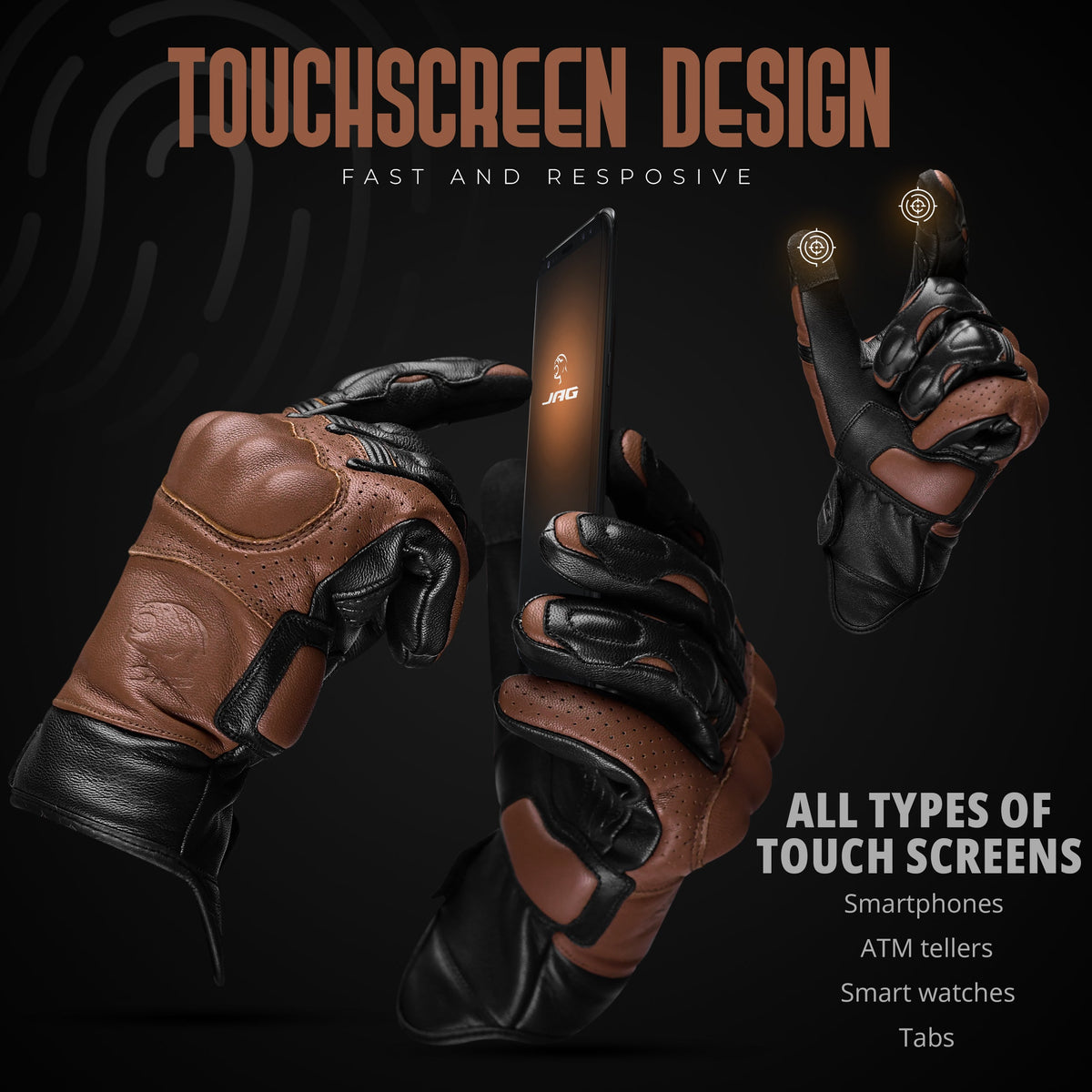 Helios Leather Motorcycle Gloves with Knuckle Protection