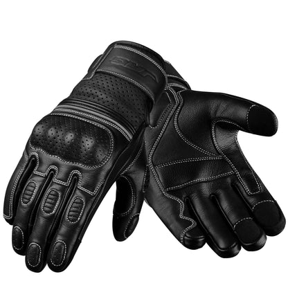 Ninja Leather Motorcycle Gloves Black Brown Knuckle Guard