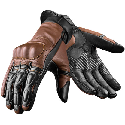 Helios Leather Motorcycle Gloves with Knuckle Protection