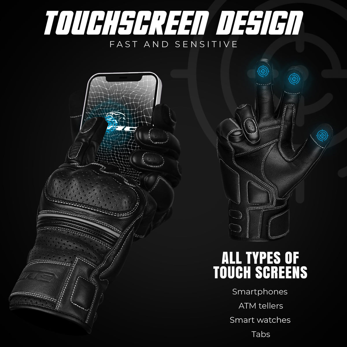 Ninja Leather Motorcycle Gloves Black Brown Knuckle Guard