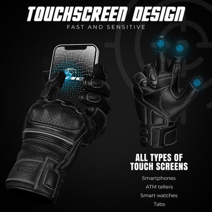 Ninja Leather Motorcycle Gloves Black Brown Knuckle Guard