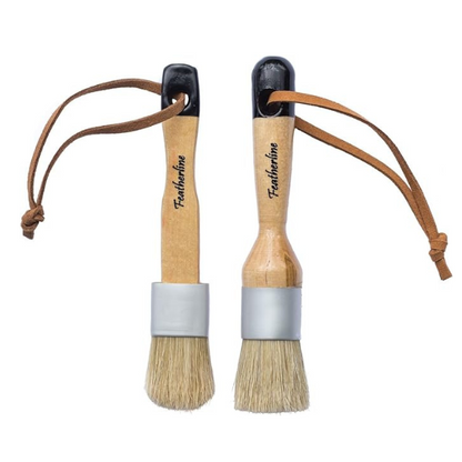 Featherline 1 Inch Detail Applicator Brushes – Flat &amp; Round Brushes for Leather Care Products, Set of 2