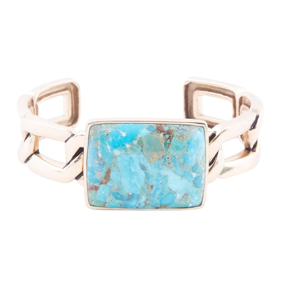 Athena Blue Turquoise Golden Cuff Bracelet