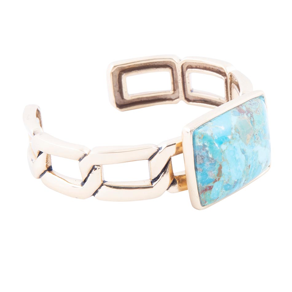 Athena Blue Turquoise Golden Cuff Bracelet