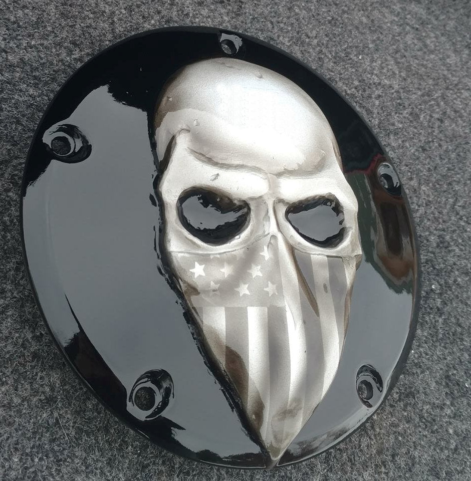 3D skull bandit with American Harley bandanna Derby  Cover