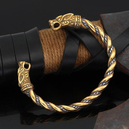 Viking Wolf Fenrir Stainless Steel Bracelet Norse Biker