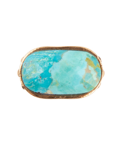 Blue Turquoise Oval Statement Ring