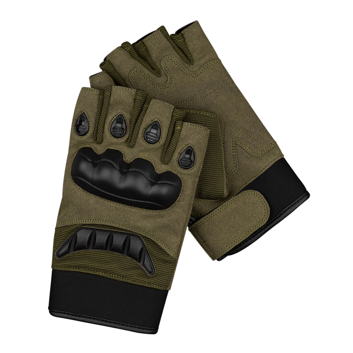JAG Half Finger Tactical Motorcycle Gloves Olive