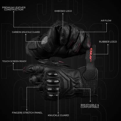 Gladiator Leather Motorcycle Gloves Reinforced Knuckle Men