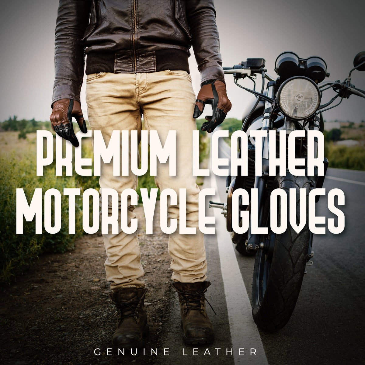 Helios Leather Motorcycle Gloves with Knuckle Protection