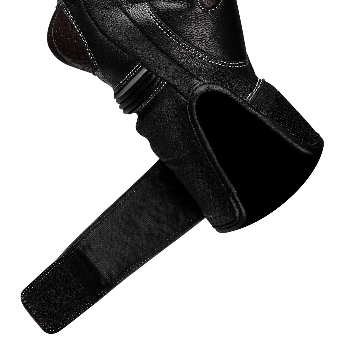 Ninja Leather Motorcycle Gloves Black Brown Knuckle Guard