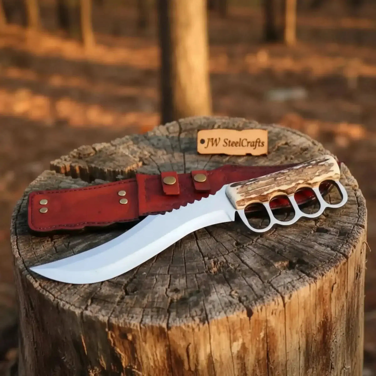 Premium Stainless Steel Hunting Knife Stag Horn Handle Fixed Blade
