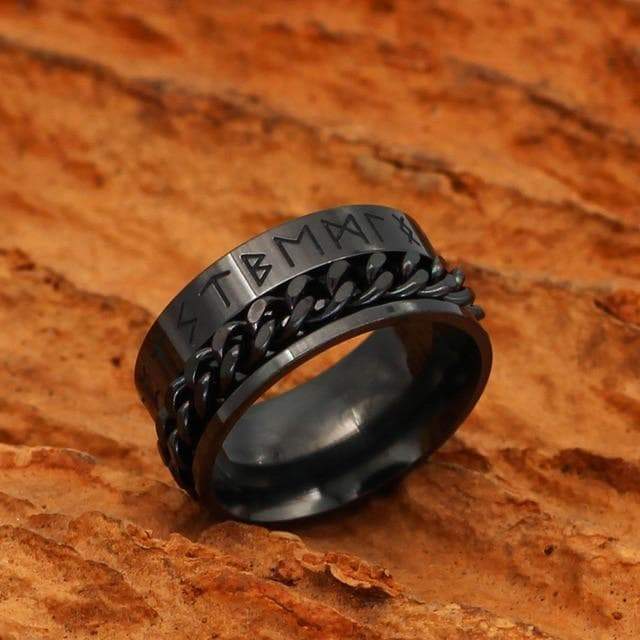 Viking Nordic Runes Solid Stainless Steel Ring Norse
