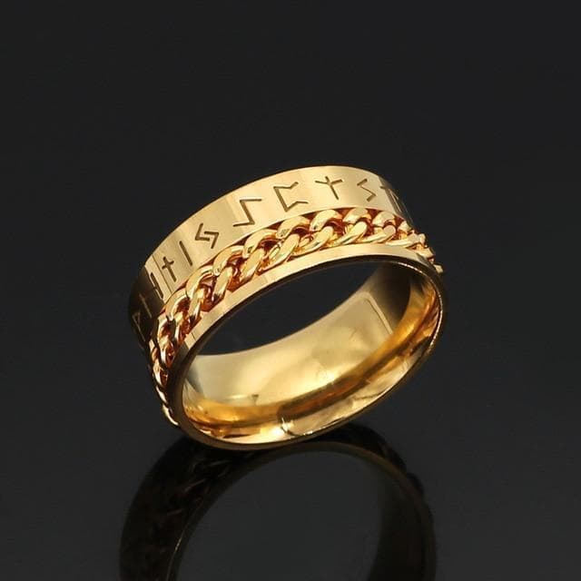 Viking Nordic Runes Solid Stainless Steel Ring Norse