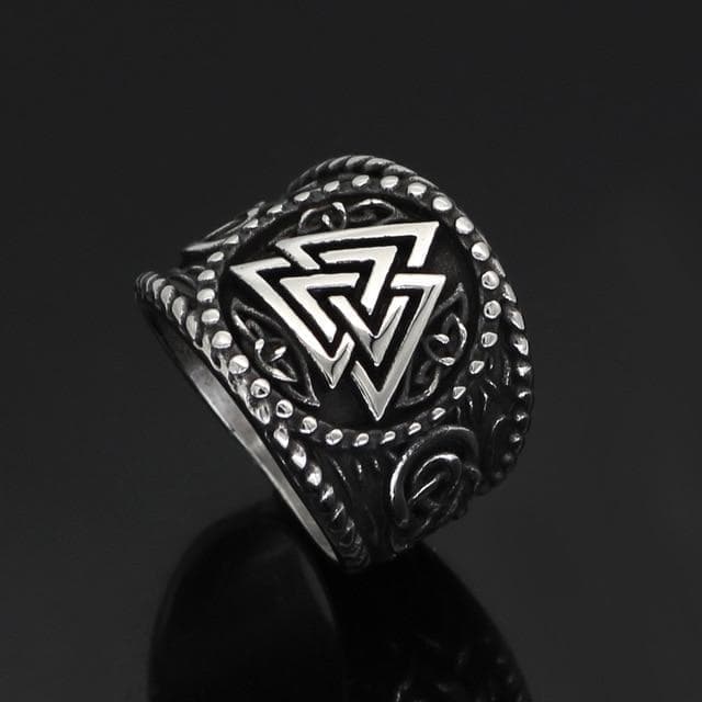 Viking Nordic Valknut Solid Stainless Steel Ring Norse