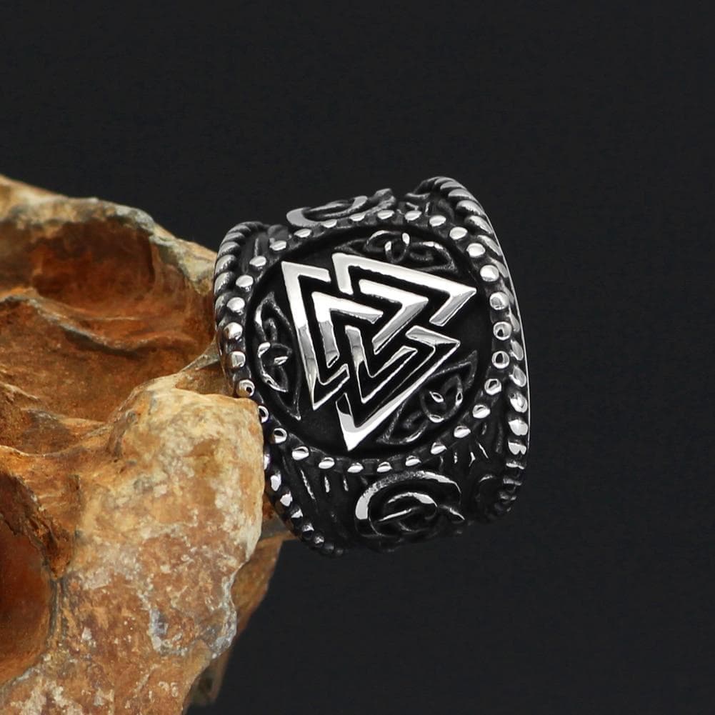 Viking Nordic Valknut Solid Stainless Steel Ring Norse