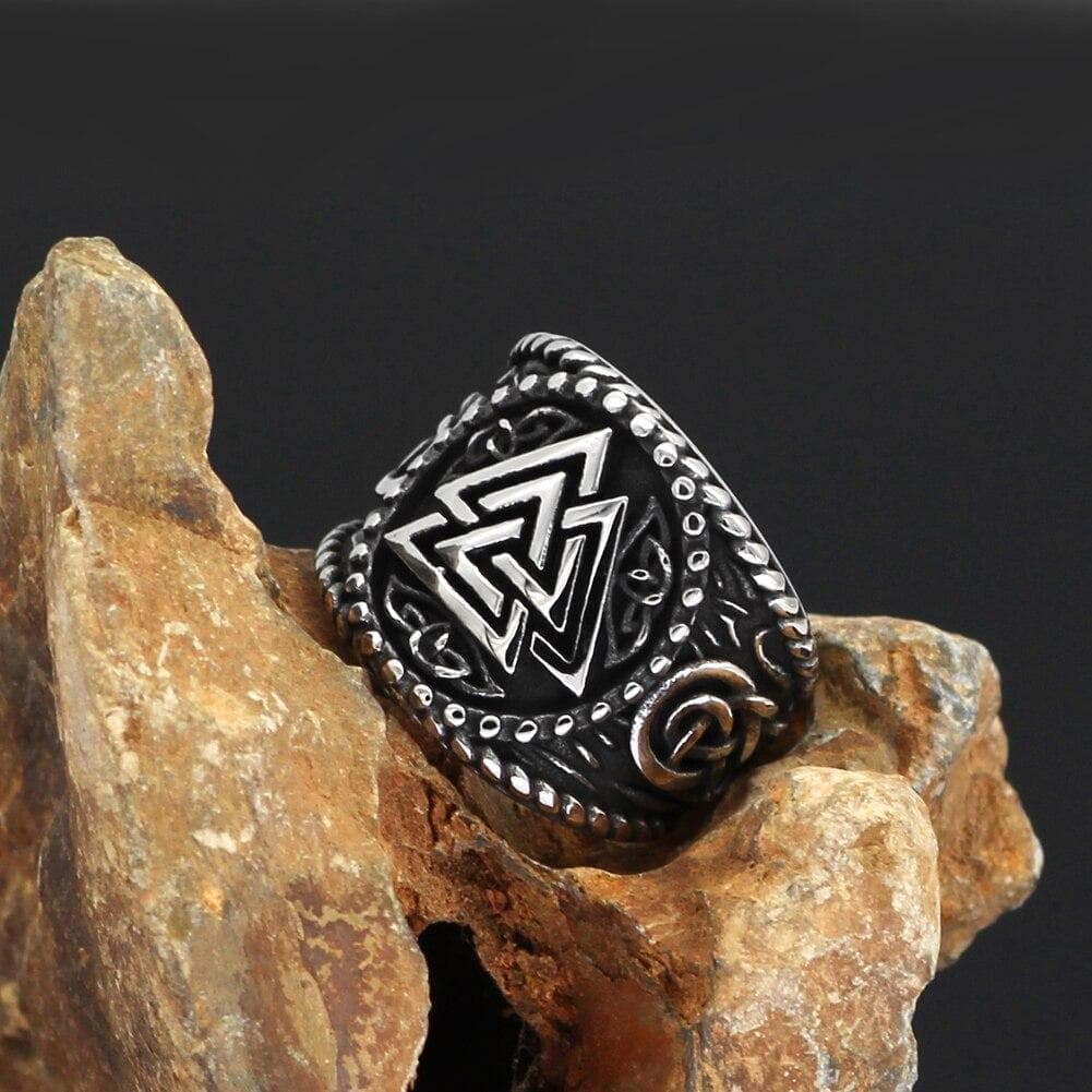 Viking Nordic Valknut Solid Stainless Steel Ring Norse