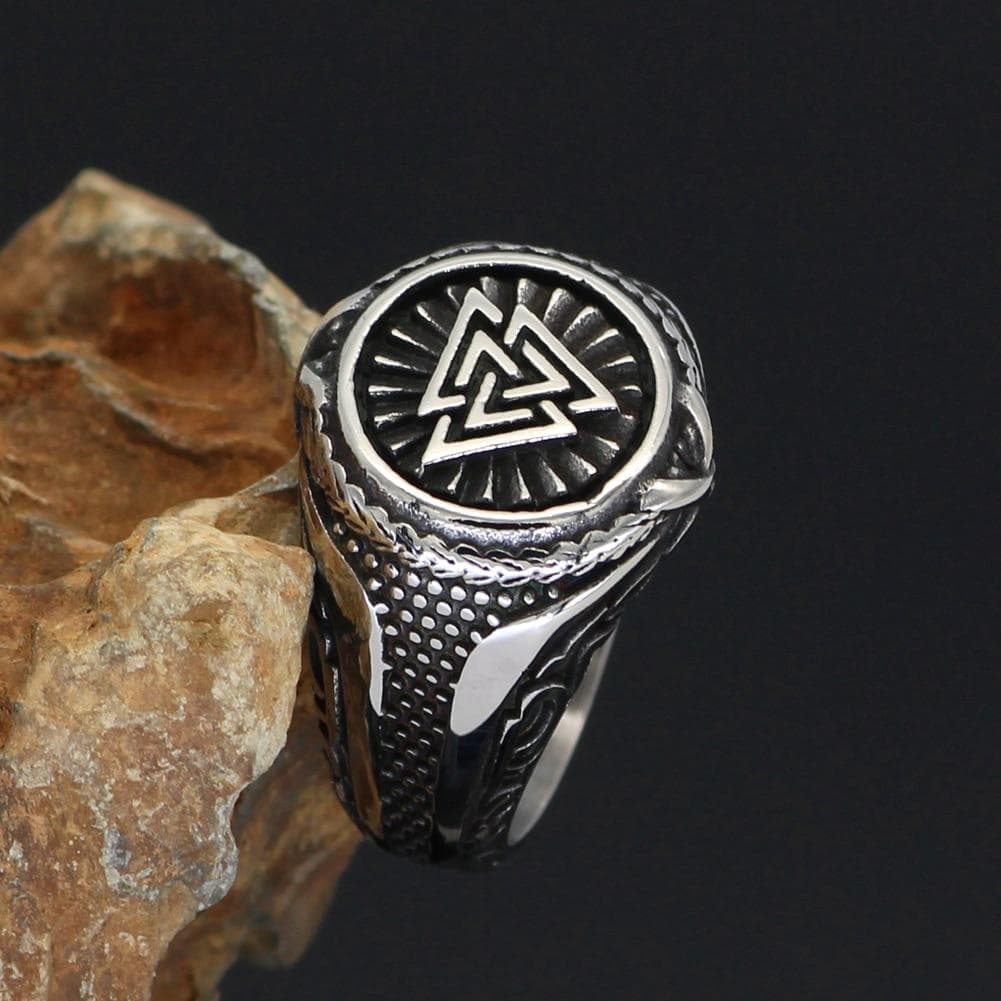 Viking Valknut Knot Stainless Steel Ring Bold Norse Design