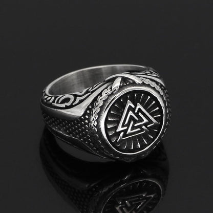 Viking Valknut Knot Stainless Steel Ring Bold Norse Design