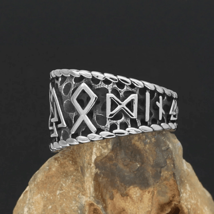 Viking Runes and Valknut Stainless Steel Ring Norse Power