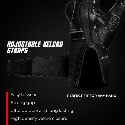 Ninja Leather Motorcycle Gloves Black Brown Knuckle Guard